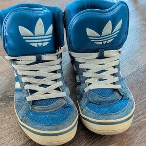 Adidas Blue and White High-Top Sneakers